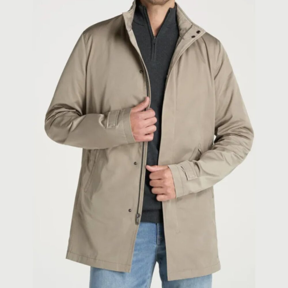 Zip Trench Coat for Tall Men in Tan